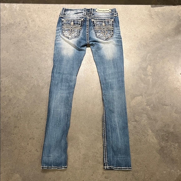 Rock Revival Patia Straight Distressed Blue Boot Cut Jeans 28 - Picture 3 of 8